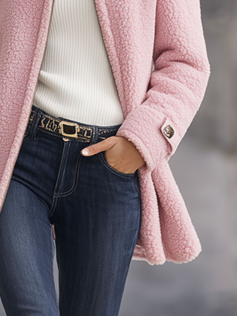 Women's Vintage Fleece Zip-Up Jacket — Relaxed Fit Stand Collar 6