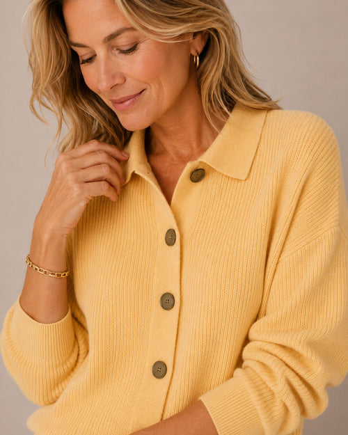 Jackyee – Damen – Feinstrick – Knopfleisten-Cardigan