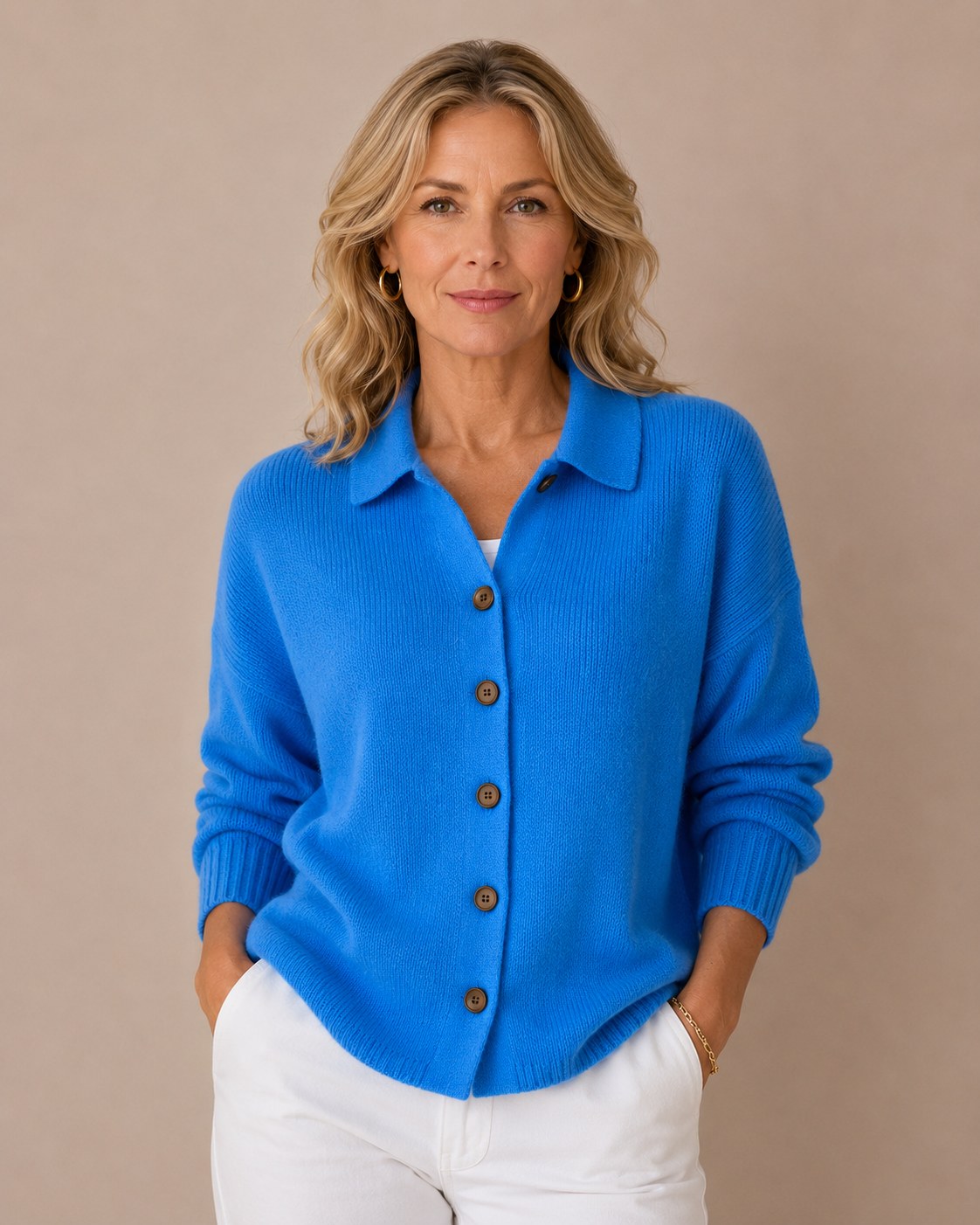 Jackyee – Damen – Feinstrick – Knopfleisten-Cardigan