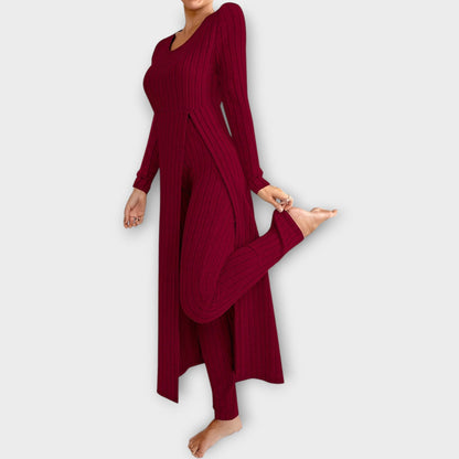 Women's Ribbed Knit Loungewear Set — Tunic & Leggings 10