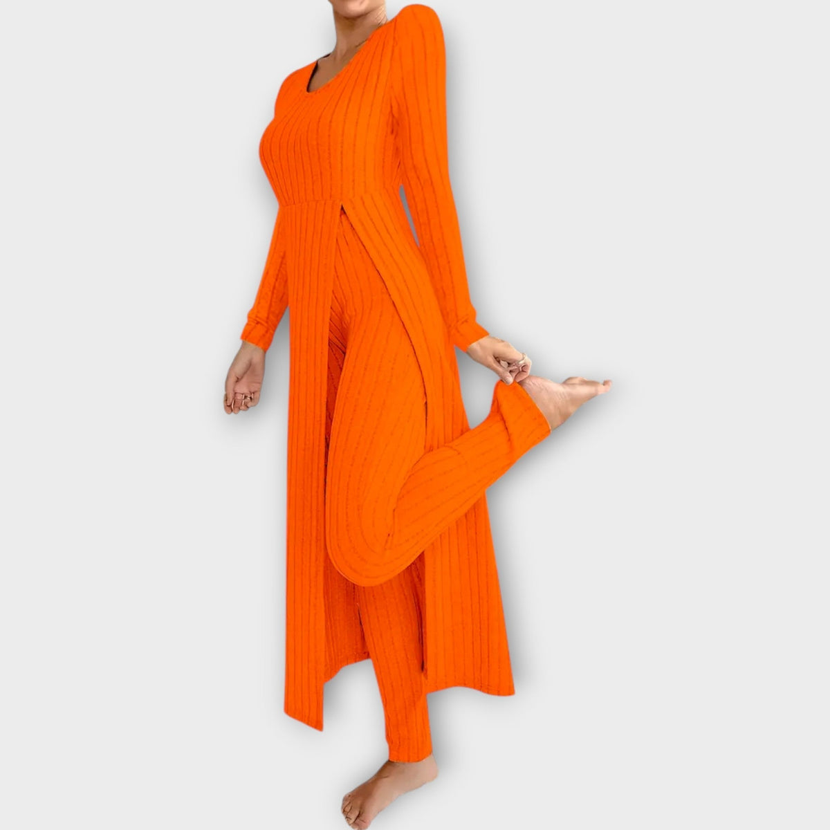 Women's Ribbed Knit Loungewear Set — Tunic & Leggings 11