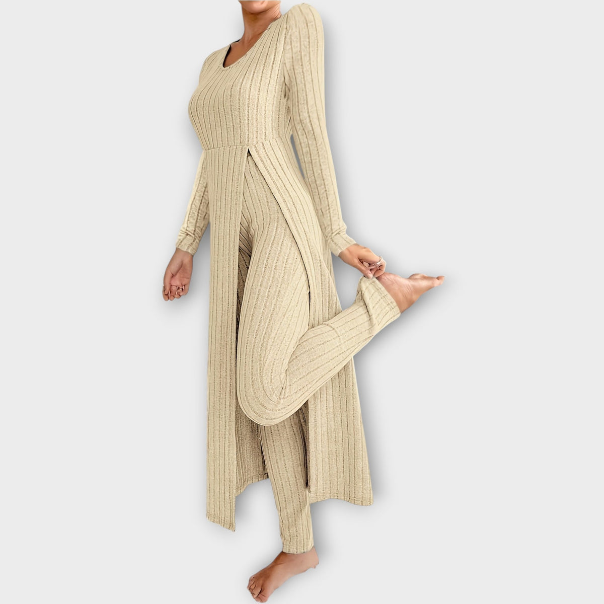 Women's Ribbed Knit Loungewear Set — Tunic & Leggings 13