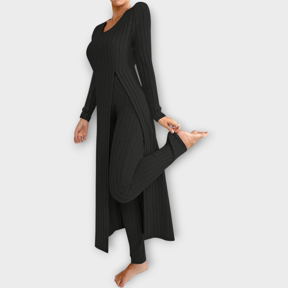Women's Ribbed Knit Loungewear Set — Tunic & Leggings 2