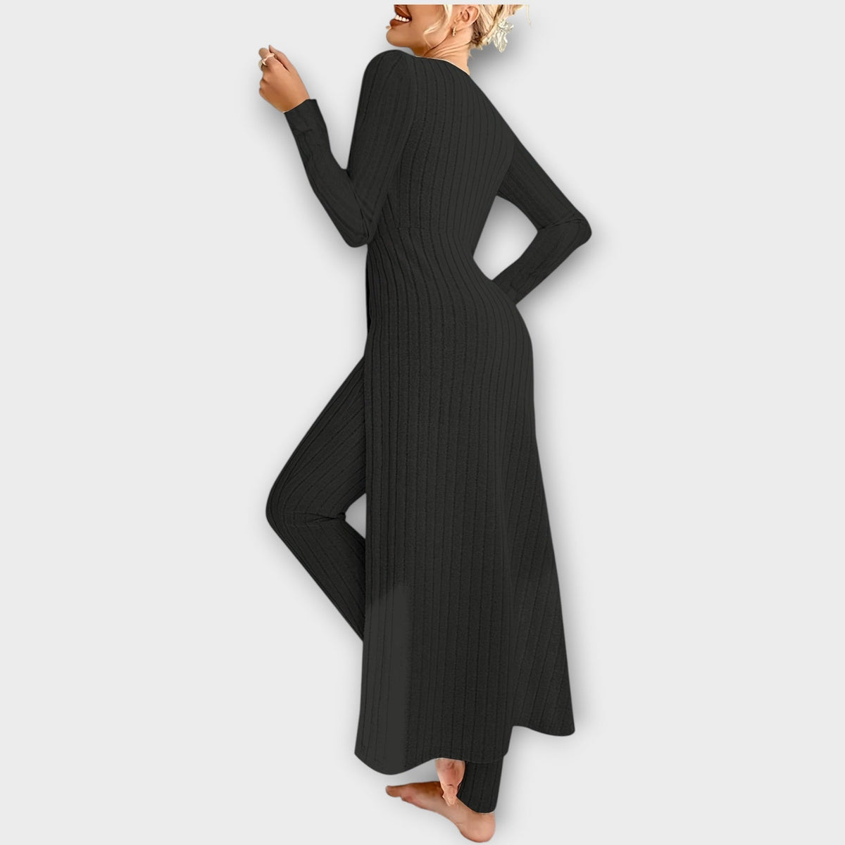 Women's Ribbed Knit Loungewear Set — Tunic & Leggings 3