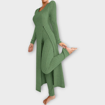 Women's Ribbed Knit Loungewear Set — Tunic & Leggings 4