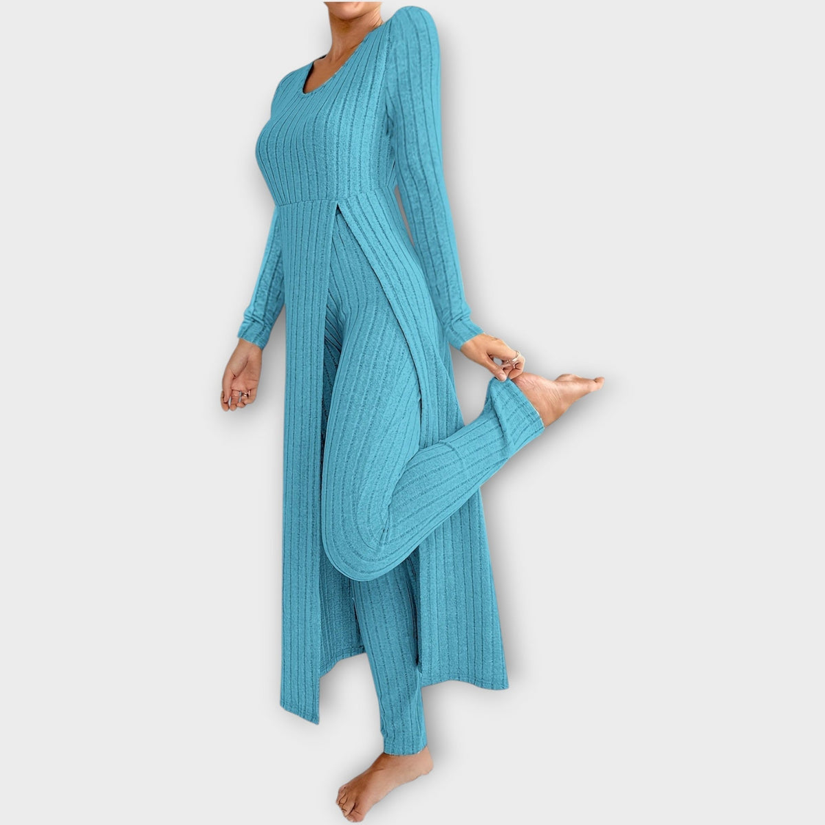 Women's Ribbed Knit Loungewear Set — Tunic & Leggings 5