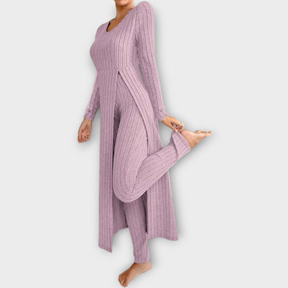 Women's Ribbed Knit Loungewear Set — Tunic & Leggings 6