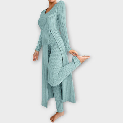 Women's Ribbed Knit Loungewear Set — Tunic & Leggings 8