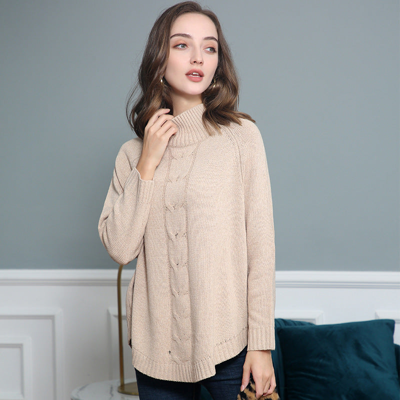 Women's Cable Knit Sweater Turtleneck — Oversize Raglan Fit 2