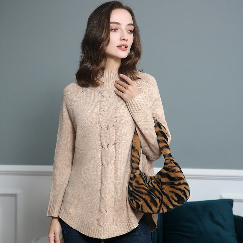 Women's Cable Knit Sweater Turtleneck — Oversize Raglan Fit 3