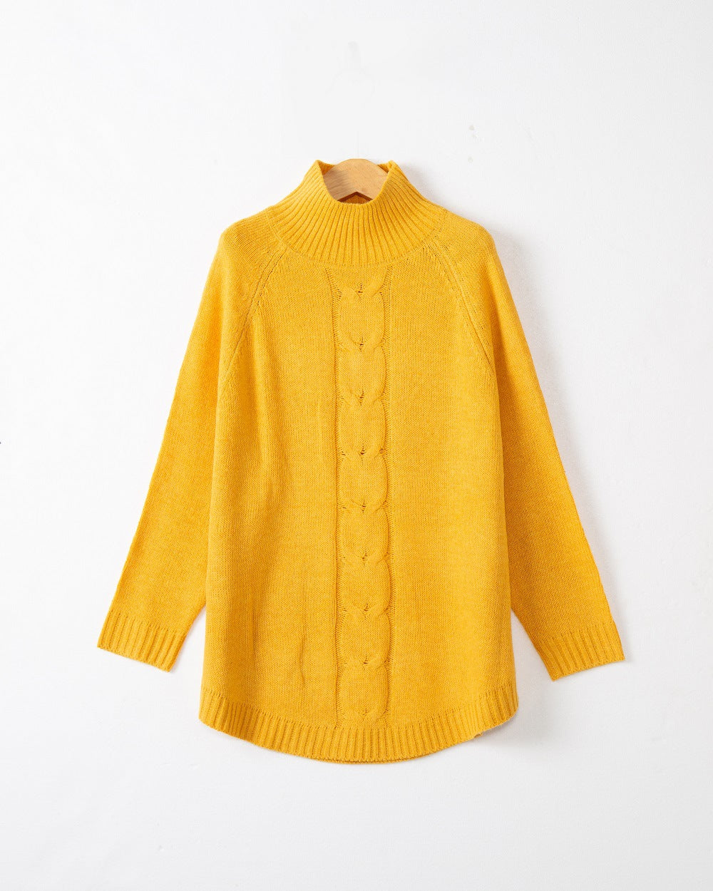 Women's Cable Knit Sweater Turtleneck — Oversize Raglan Fit 6