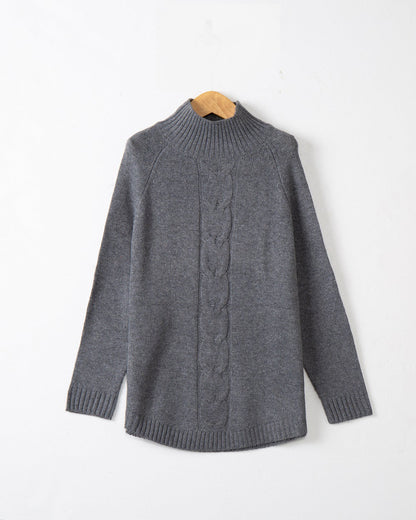 Women's Cable Knit Sweater Turtleneck — Oversize Raglan Fit 7