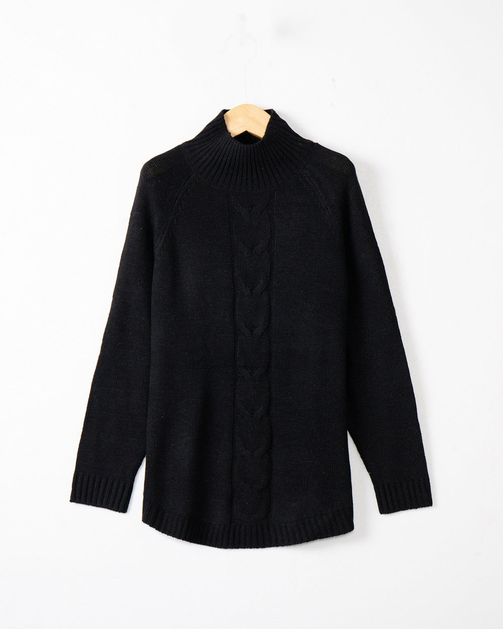 Women's Cable Knit Sweater Turtleneck — Oversize Raglan Fit 8