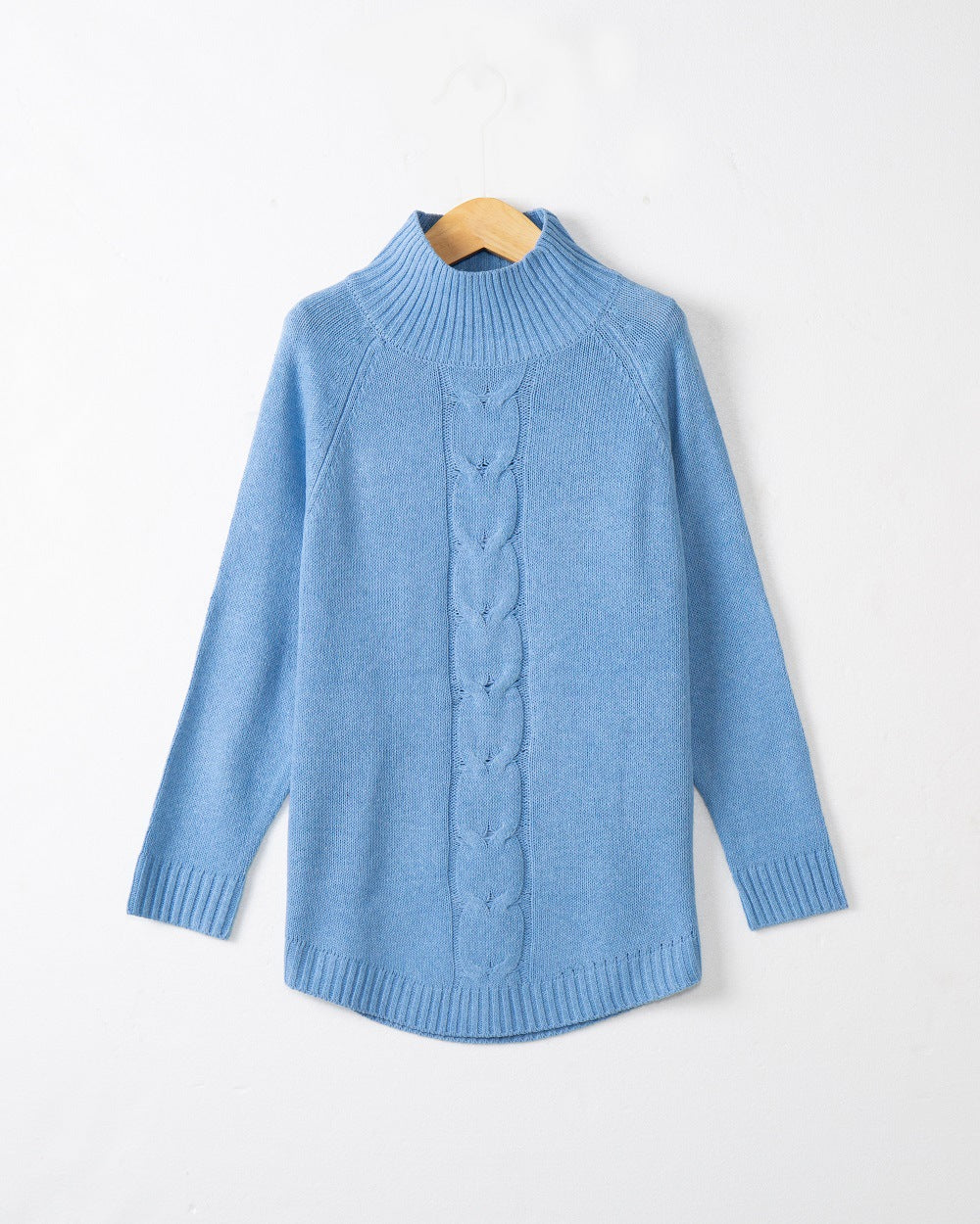 Women's Cable Knit Sweater Turtleneck — Oversize Raglan Fit 9