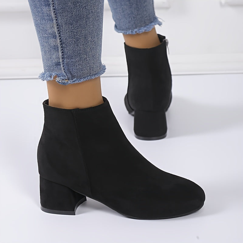 Women's Chelsea Ankle Boot Block Heel — Suede Look 1
