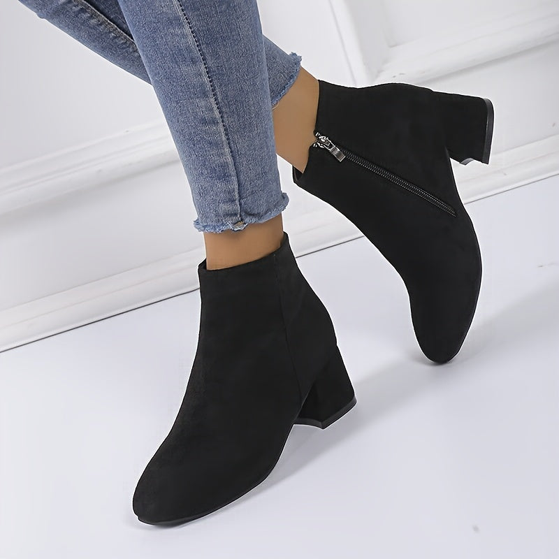 Women's Chelsea Ankle Boot Block Heel — Suede Look 10