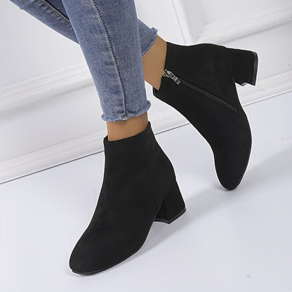 Women's Chelsea Ankle Boot Block Heel — Suede Look 10