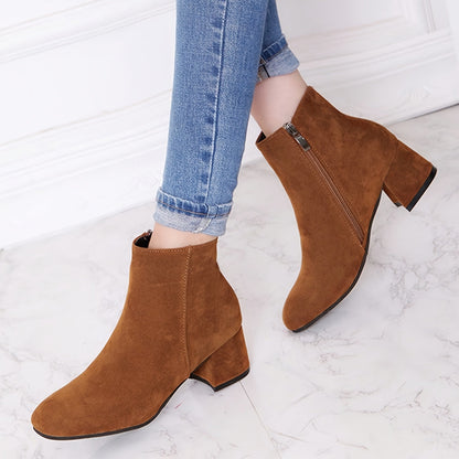 Women's Chelsea Ankle Boot Block Heel — Suede Look 12