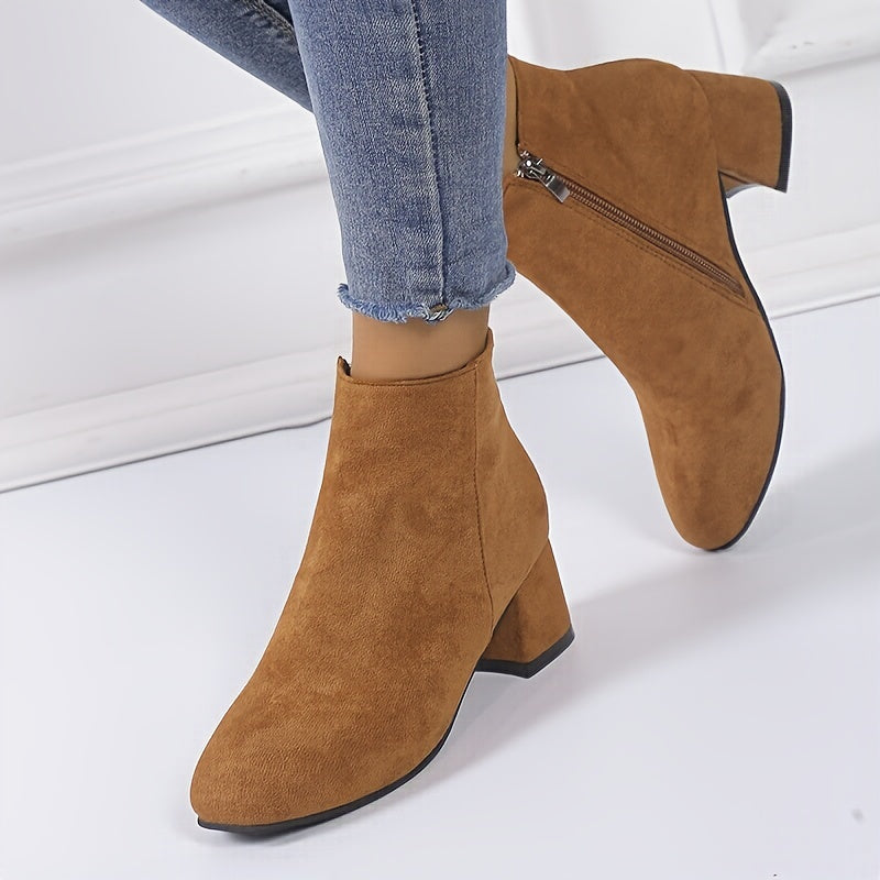 Women's Chelsea Ankle Boot Block Heel — Suede Look 3