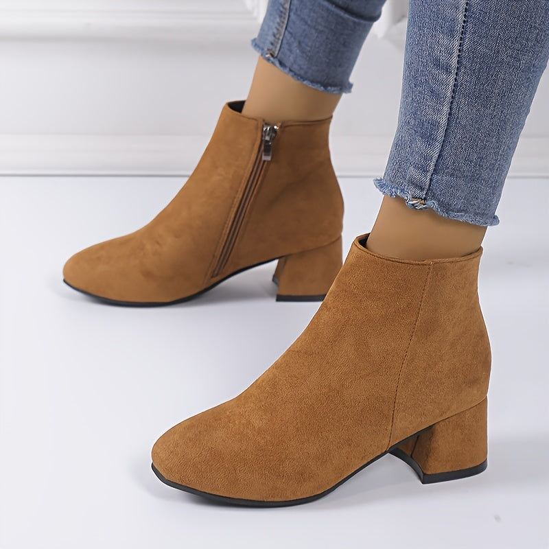 Women's Chelsea Ankle Boot Block Heel — Suede Look 9