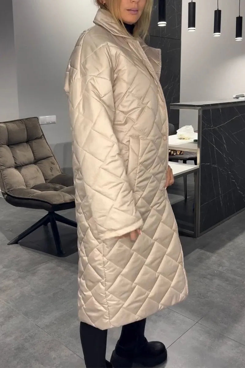 Women's Long Quilted Coat Reversible — Leopard Print 11
