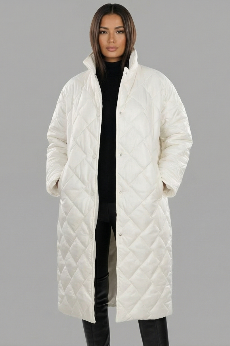 Women's Long Quilted Coat Reversible — Leopard Print 4