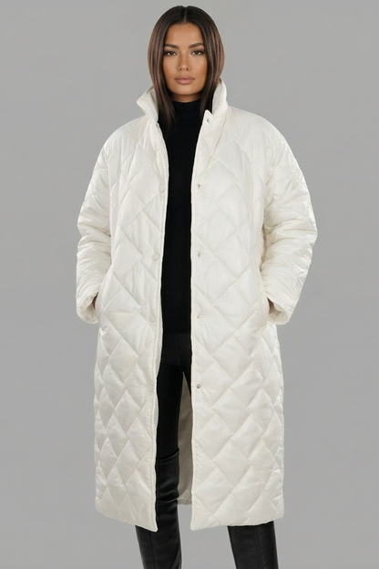 Women's Long Quilted Coat Reversible — Leopard Print 4