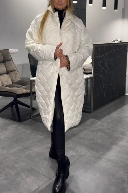Women's Long Quilted Coat Reversible — Leopard Print 7