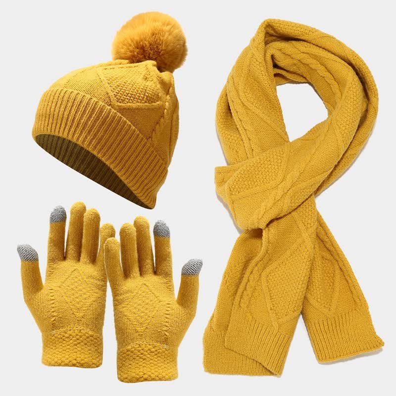 3-Piece Winter Set — Scarf, Hat & Touchscreen Gloves for Women 1