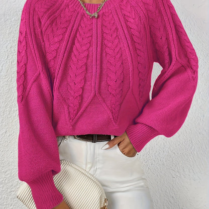 Women's Cable Knit Jumper with Balloon Sleeves — 11 Colors 11