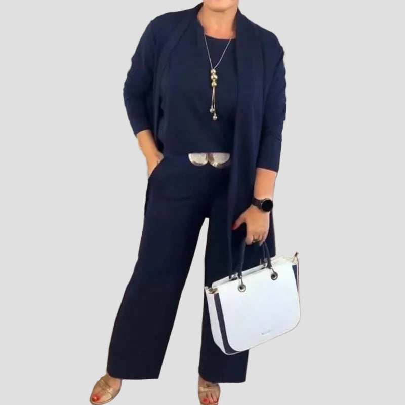 Women's 3-Piece Set Cardigan, Top & Trousers — Elegant Style 9