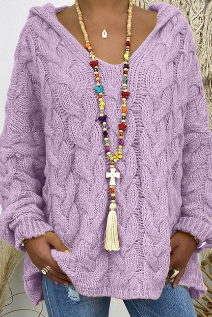 Cable Knit Hooded Pullover Sweater — Oversized Loose Fit 6