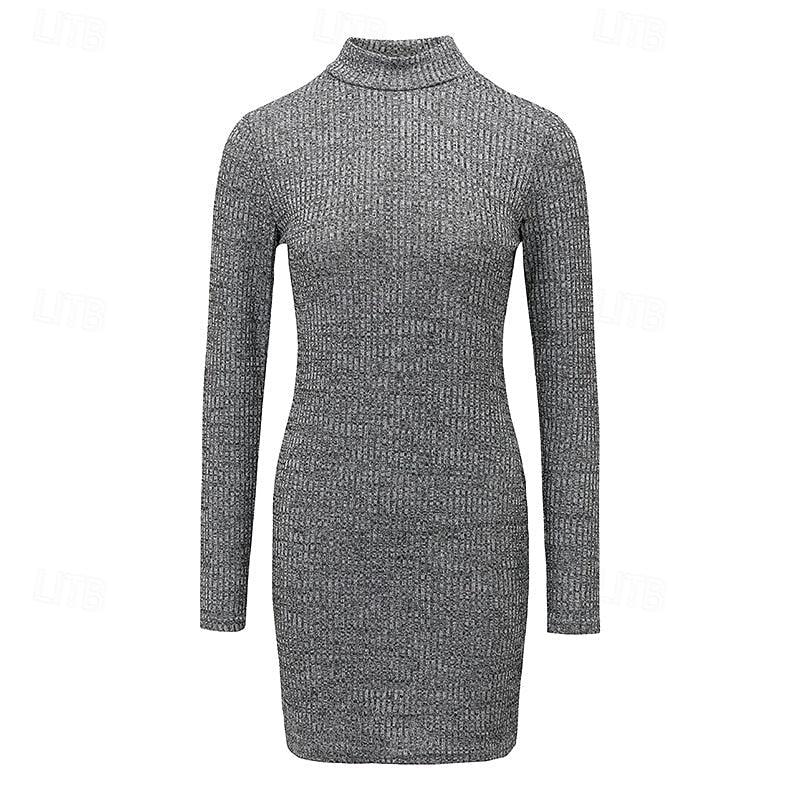Ribbed Turtleneck Sweater Dress — Long Sleeve Winter 2
