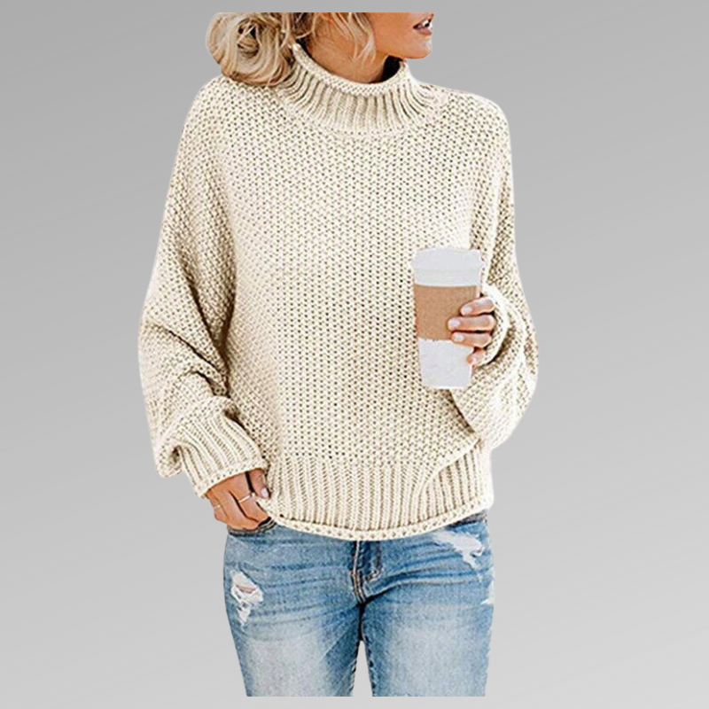 Women's Chunky Cable Knit Turtleneck Sweater — Relaxed Fit 8