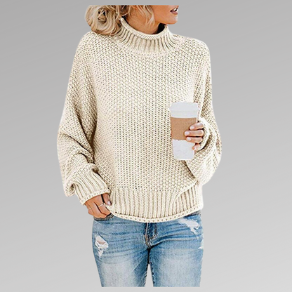 Women's Chunky Cable Knit Turtleneck Sweater — Relaxed Fit 8
