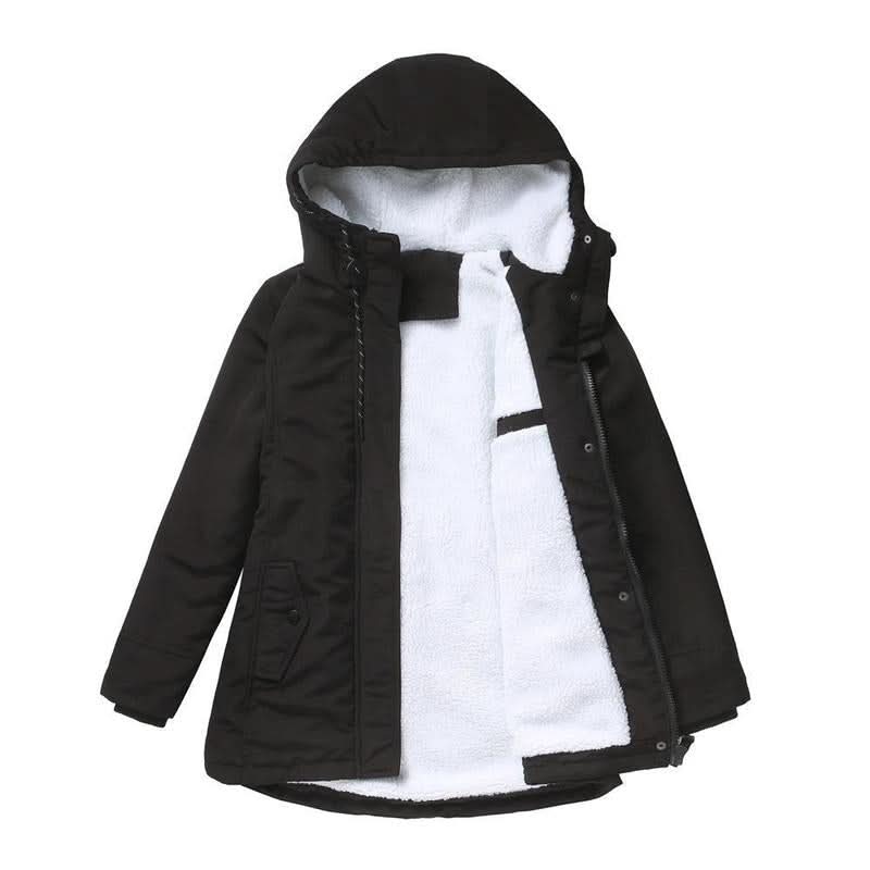 Women's Sherpa-Lined Hooded Parka — Drawstring & Flap Pockets 2
