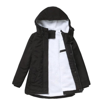 Women's Sherpa-Lined Hooded Parka — Drawstring & Flap Pockets 2