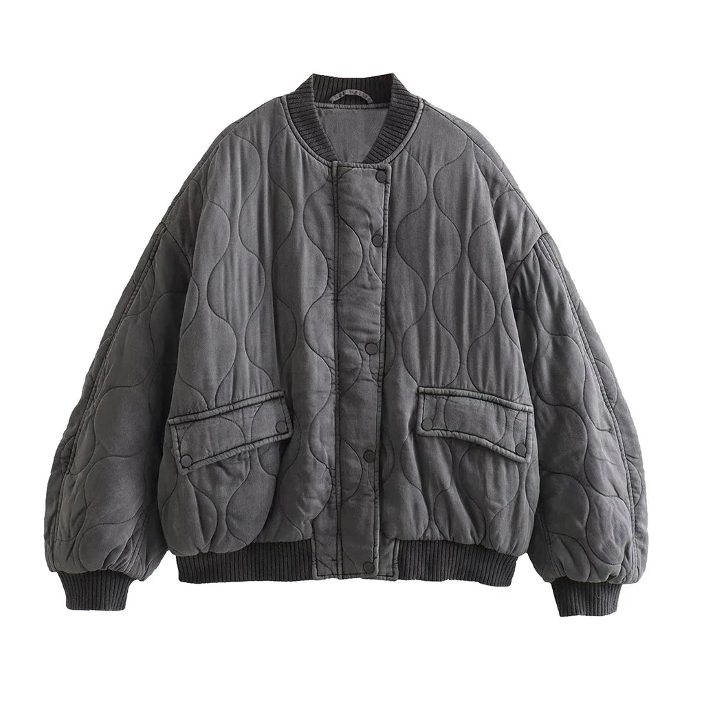Damen Oversize Bomberjacke Grau — Locker & Stylisch 1