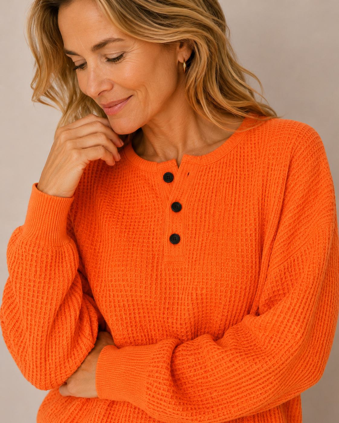 Jackyee – Damen – Waffelstrick – Pullover