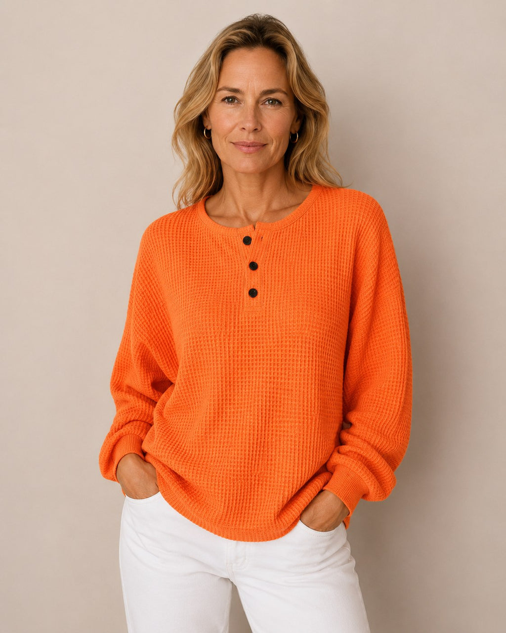 Jackyee – Damen – Waffelstrick – Pullover