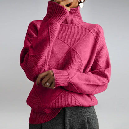 Women's Turtleneck Sweater Argyle Pattern — 100% Wool Regular Fit 6