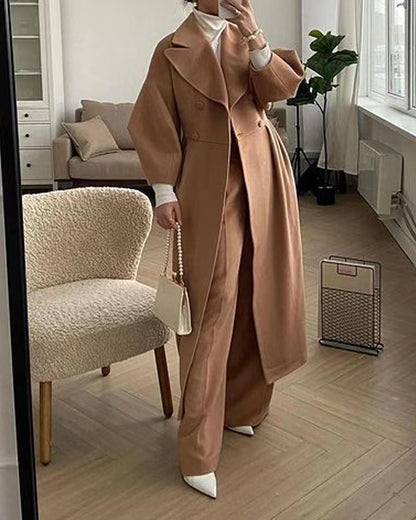 Women's Wool Coat with Puff Sleeves — Elegant Maxi Winter Coat 5