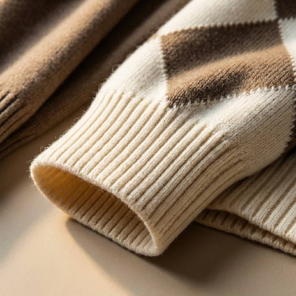 Women Knit Lounge Set — Turtleneck & Diamond Pattern 6