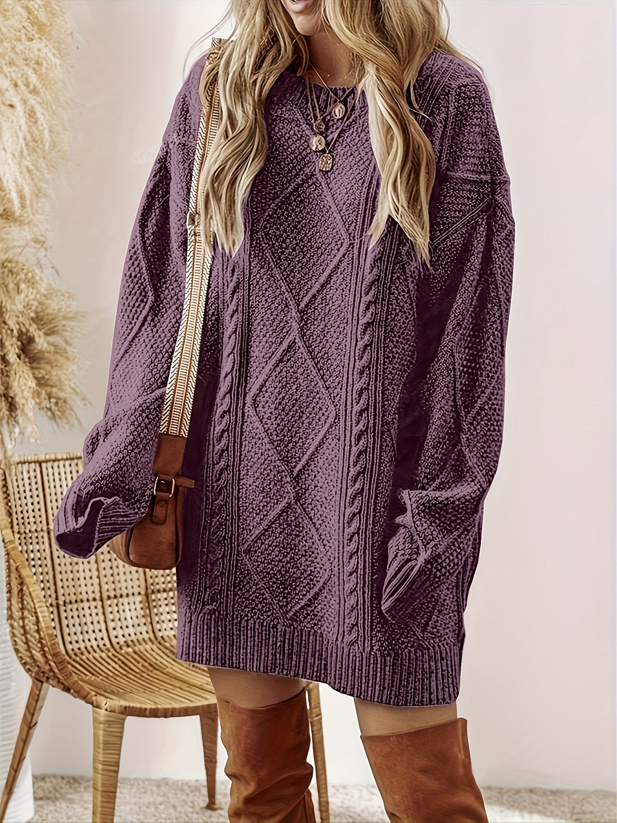 Helene Cable-Knit Sweater Dress — Cozy & Elegant 2