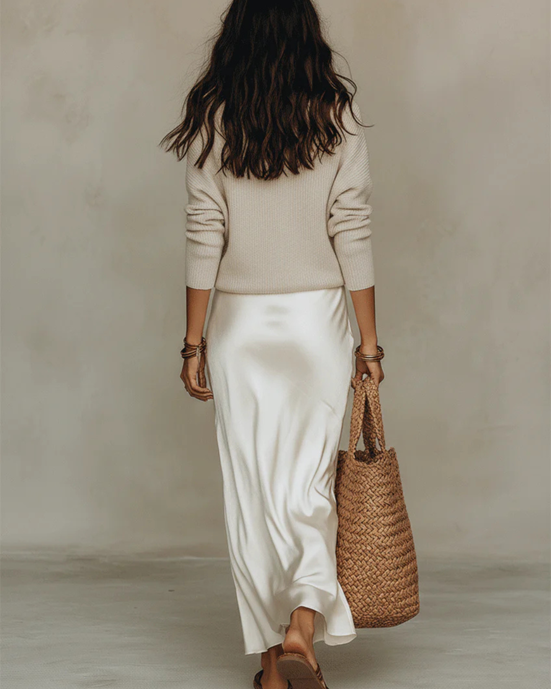 Women's Knit Set V-Neck Sweater & Midi Skirt — 2 Piece 3