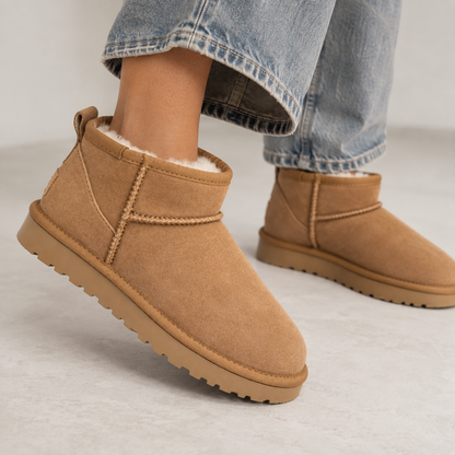 Women's Suede Ankle Boots — Fur Lined Winter Shoes with Grip 4