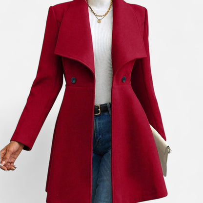 Women's Lapel Wool Winter Coat — Elegant Tailored Fit 1