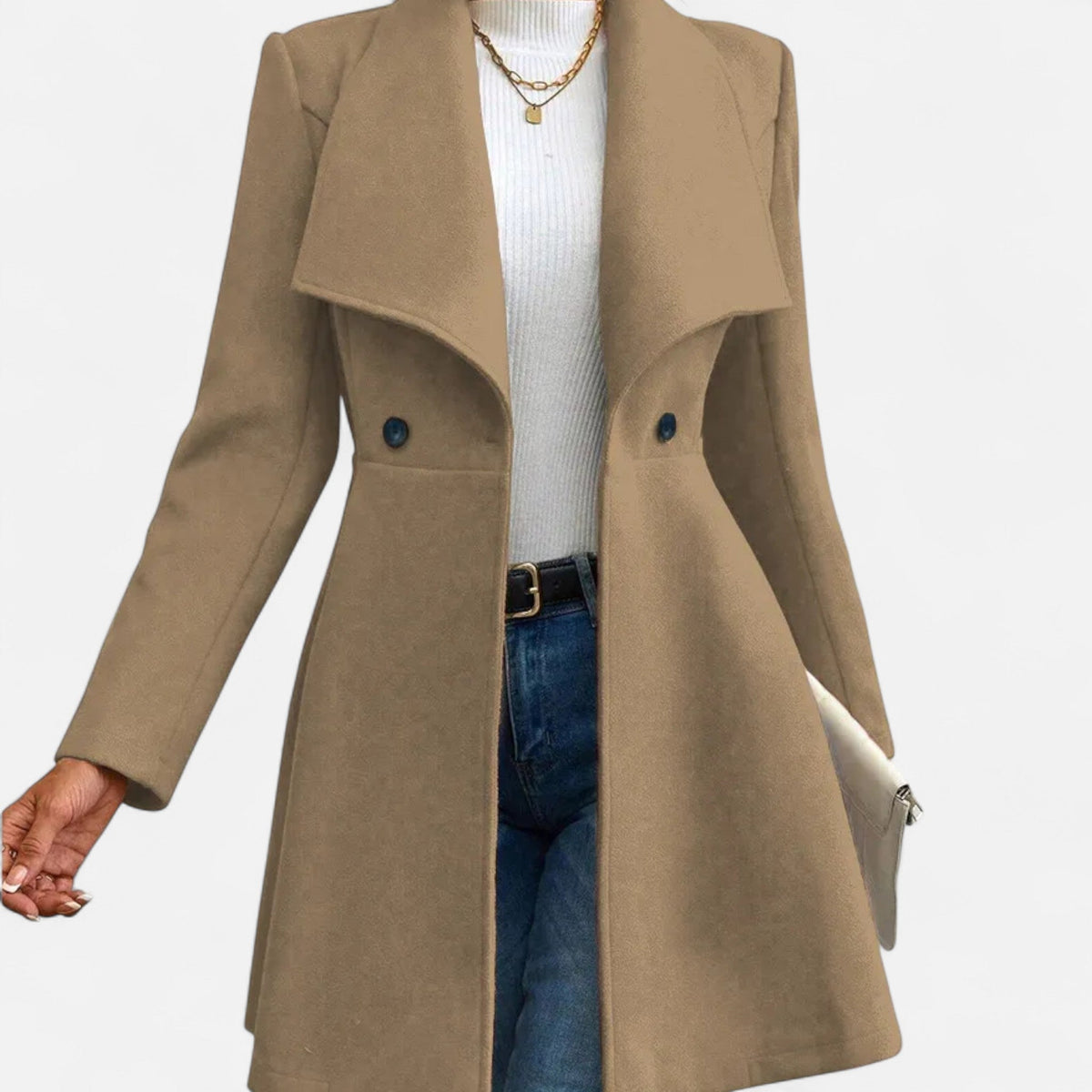 Women's Lapel Wool Winter Coat — Elegant Tailored Fit 4