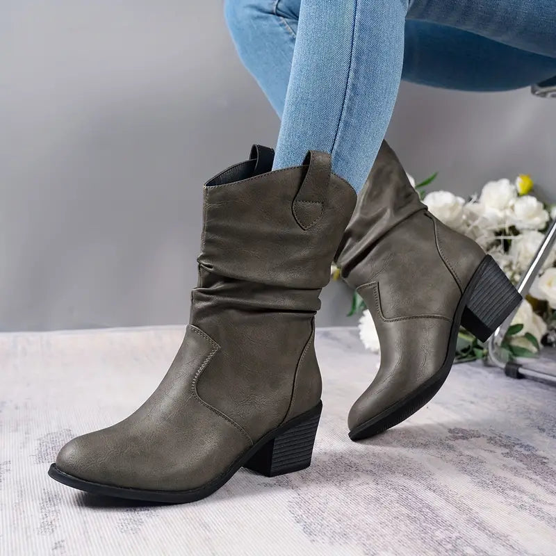 Women's Western Ankle Boots — Block Heel & Leather Build 2