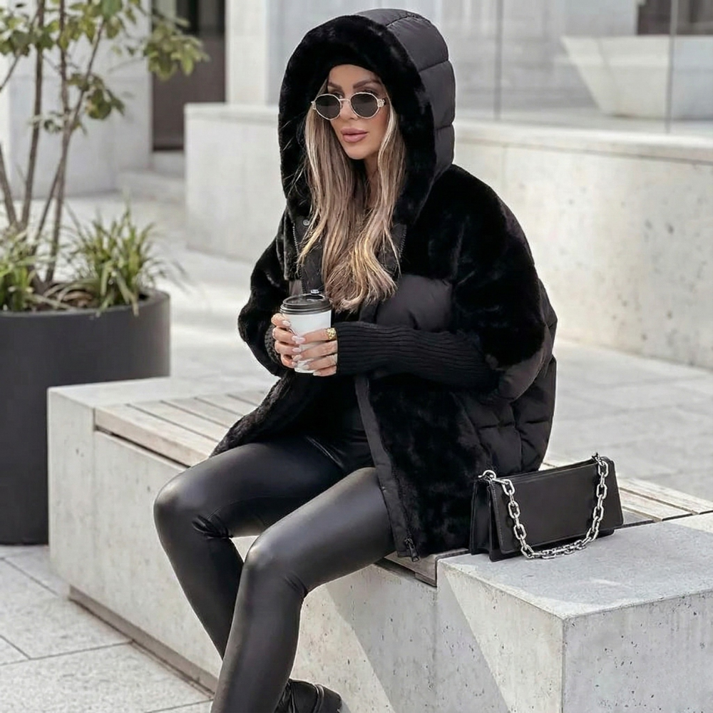 Oversized Women's Puffer Jacket with Faux Fur Hood — S to 3XL 7